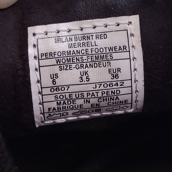 Merrell Milan Women's 6 Burnt Red Leather Wool Casual Shoes Lace Up J70642 Used - Picture 11 of 15